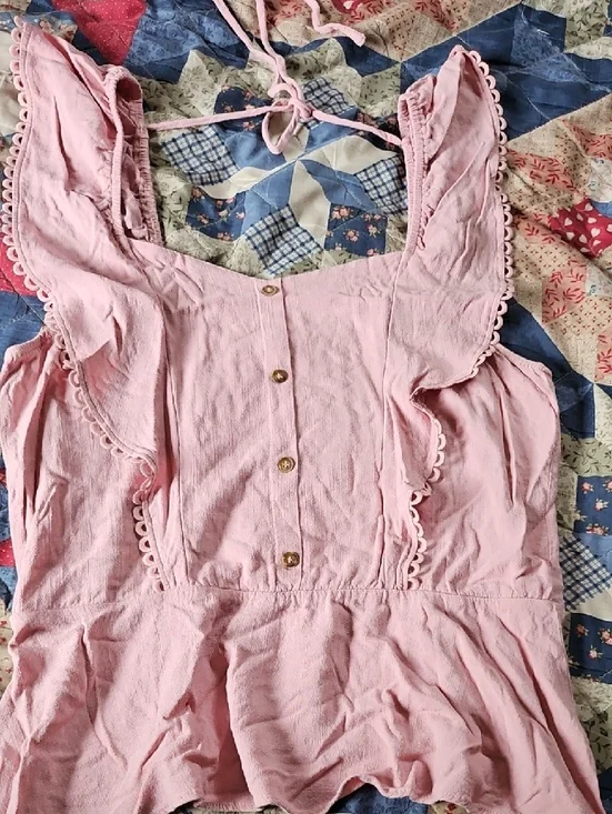 Moa Moa Light Pink Ruffle Button-Front Cami - Picture 2 of 4